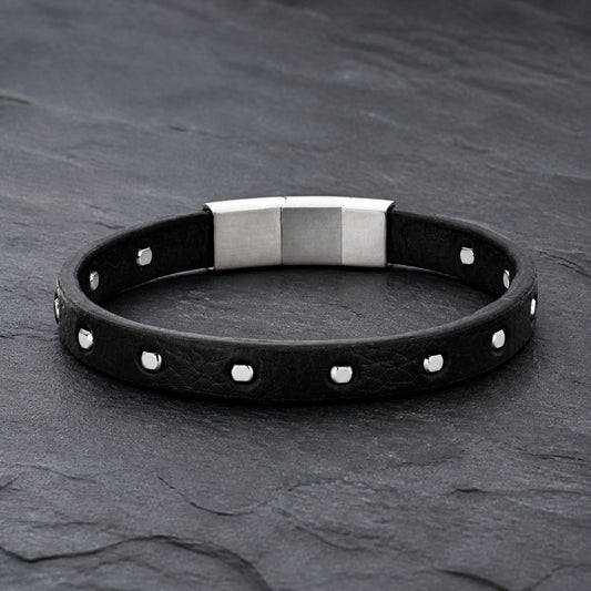 Frank 1967 Rivet Leather - Lederarmband Herren mit Nieten Edelstahl