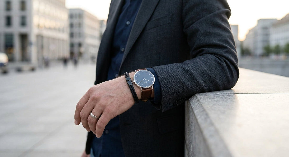 Stilvoller Mann mit Lederarmband – Der ultimative Kaufratgeber für Herren-Accessoires 2024: MANAVARO und die besten Alternativen im Vergleich