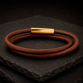 Frank 1967 Brown Duo Lederarmband aus echtem Leder mit Edelstahlverschluss