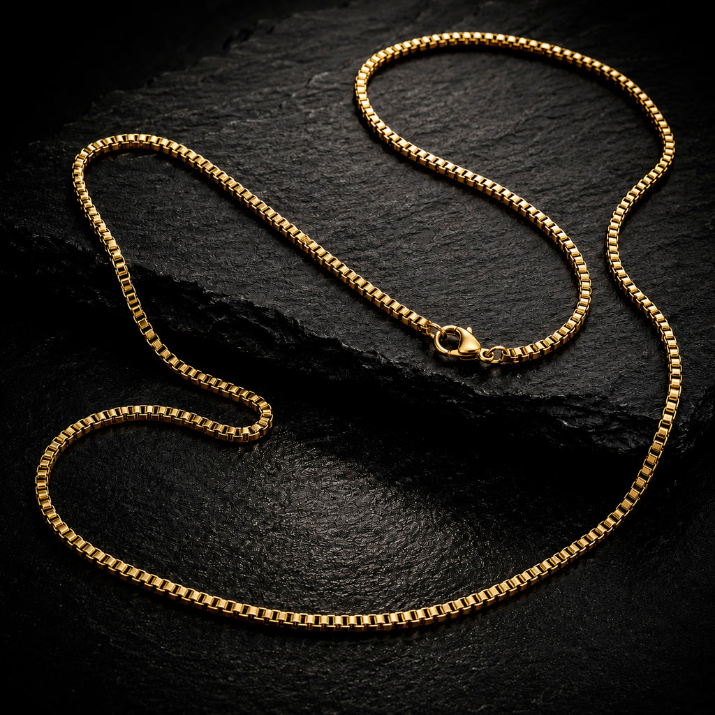 Box 60 – Venezianerkette Edelstahl 1,9 mm 60 cm | Silber, Gold & Schwarz