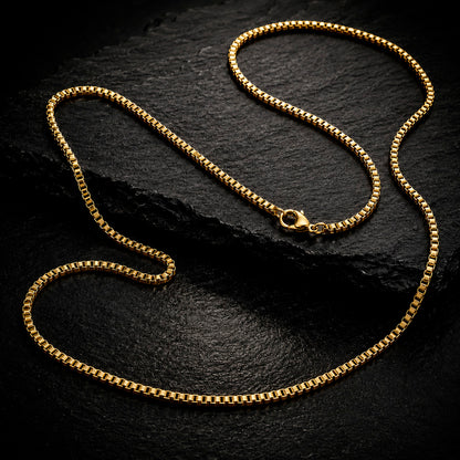 Box 60 – Venezianerkette Edelstahl 1,9 mm 60 cm | Silber, Gold & Schwarz