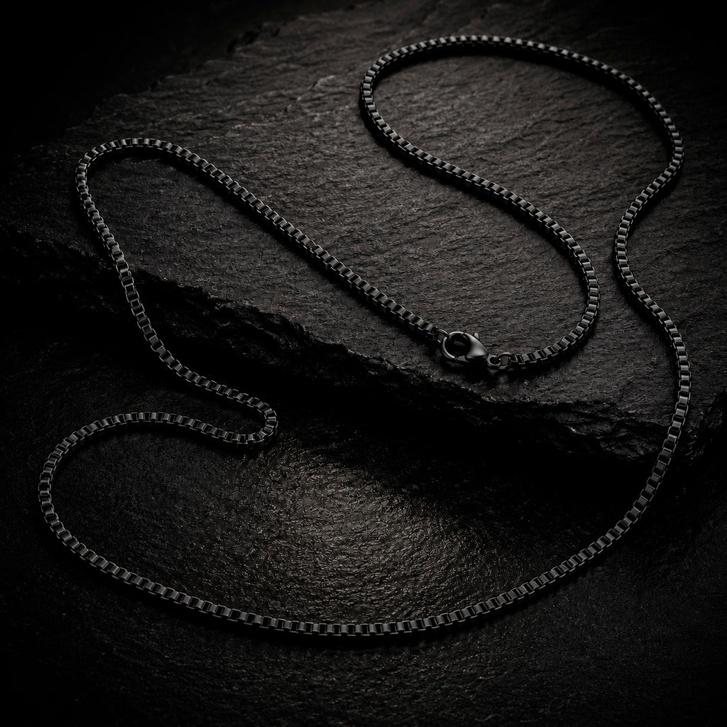 Box 60 – Venezianerkette Edelstahl 1,9 mm 60 cm | Silber, Gold & Schwarz