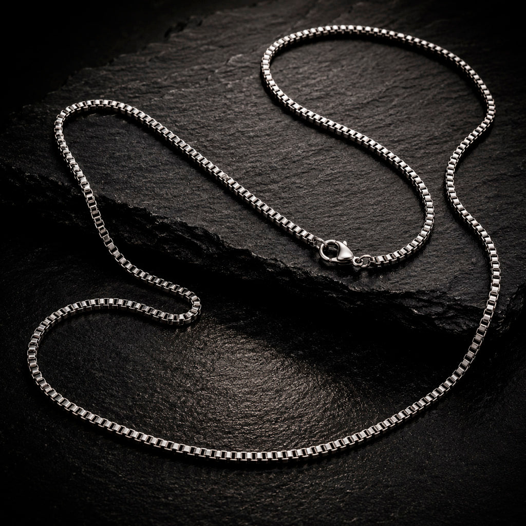 Box 60 – Venezianerkette Edelstahl 1,9 mm 60 cm | Silber, Gold & Schwarz