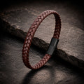 Braid Lock Slim Brown - Schmales Lederarmband Herren 21 cm Magnetverschluss