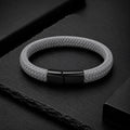 Braid Lock Grey - Geflochtenes Lederarmband Herren Magnetverschluss