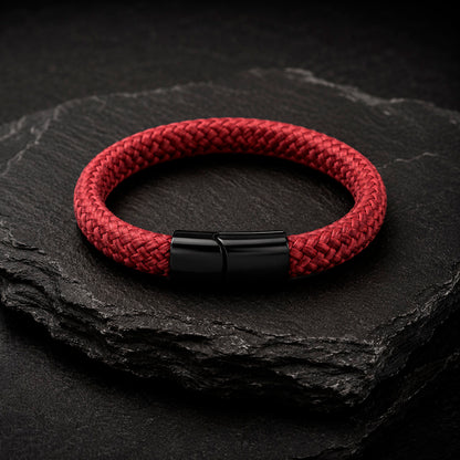 Braid Lock Red - Geflochtenes Lederarmband Herren Magnetverschluss