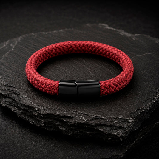 Braid Lock Red - Geflochtenes Lederarmband Herren Magnetverschluss