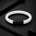 Braid Lock White - Geflochtenes Lederarmband Herren Magnetverschluss