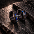 Carbon Blue Steel Creolen aus Edelstahl mit schwarzer PVD-Beschichtung in 13,2 mm