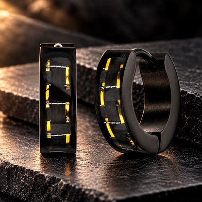 Edle Carbon Yellow Steel Creolen aus Edelstahl mit PVD-Beschichtung