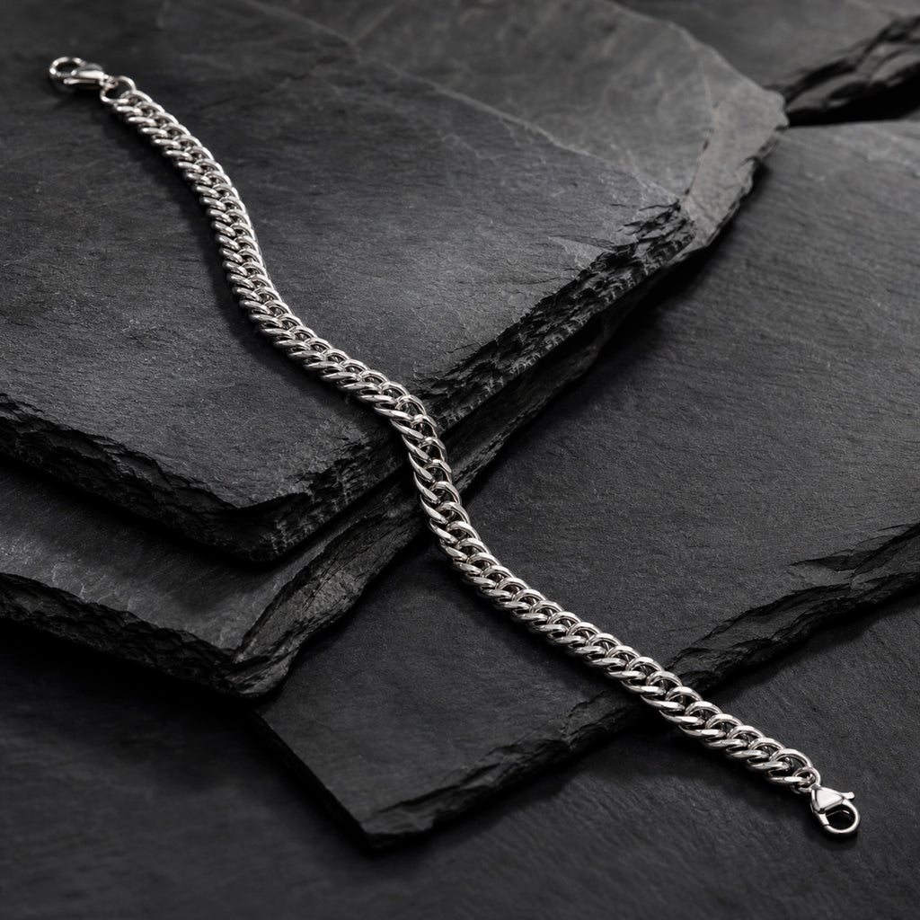 Steel Link - Edelstahl-Kettenarmband für Herren mit Karabinerverschluss