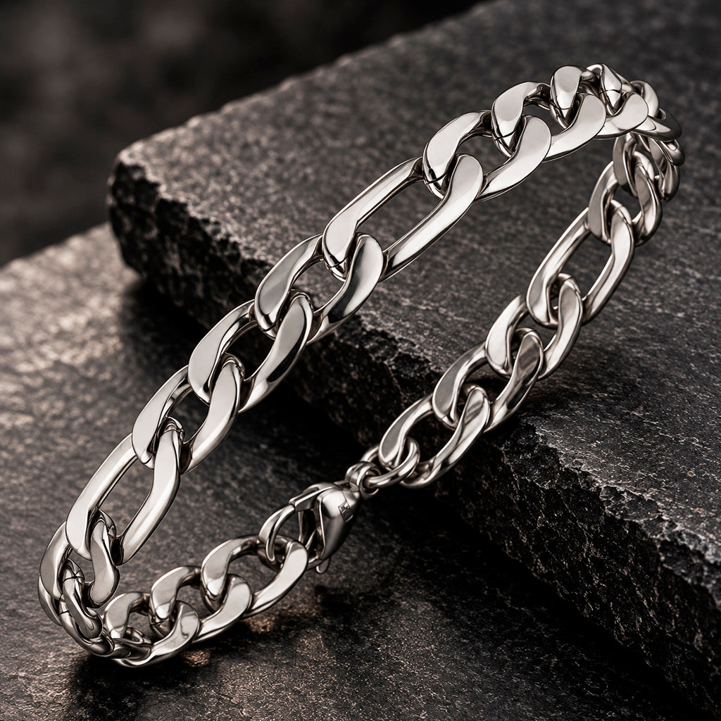 Steel Figaro Line Armband aus Edelstahl mit Karabinerverschluss