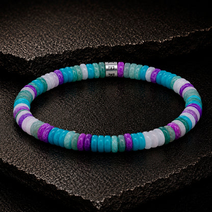 Frank 1967 Multicolor Disc-Beads 6 mm Armband mit Edelstahl-Mittelstück