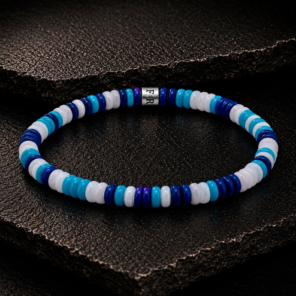 Frank 1967 Multicolor Disc-Beads 6 mm Armband mit Edelstahl-Mittelstück