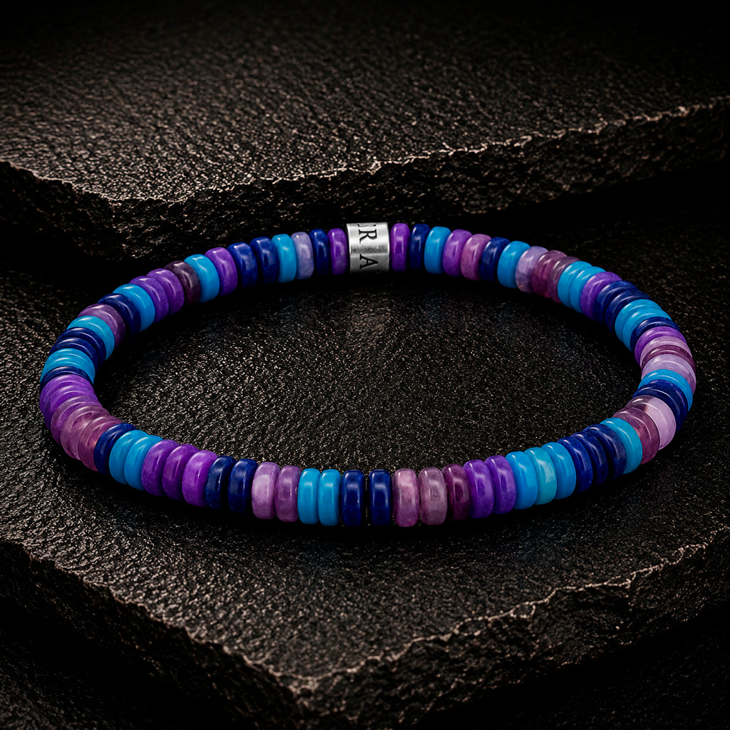 Frank 1967 Multicolor Disc-Beads 6 mm Armband mit Edelstahl-Mittelstück