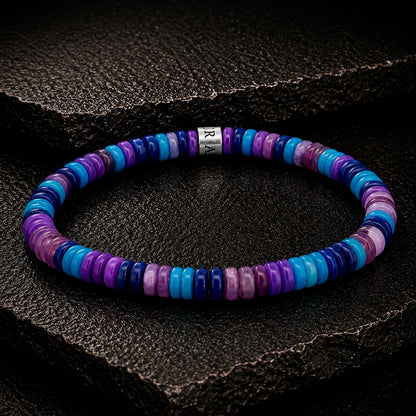 Frank 1967 Multicolor Disc-Beads 6 mm Armband mit Edelstahl-Mittelstück