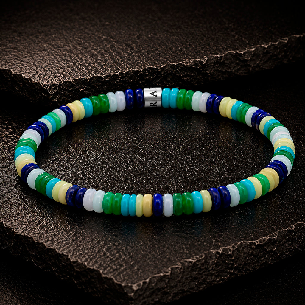 Frank 1967 Multicolor Disc-Beads 6 mm Armband mit Edelstahl-Mittelstück