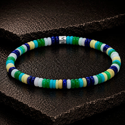 Frank 1967 Multicolor Disc-Beads 6 mm Armband mit Edelstahl-Mittelstück