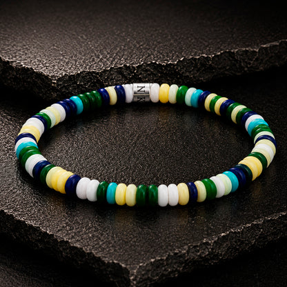 Frank 1967 Multicolor Disc-Beads 6 mm Armband mit Edelstahl-Mittelstück