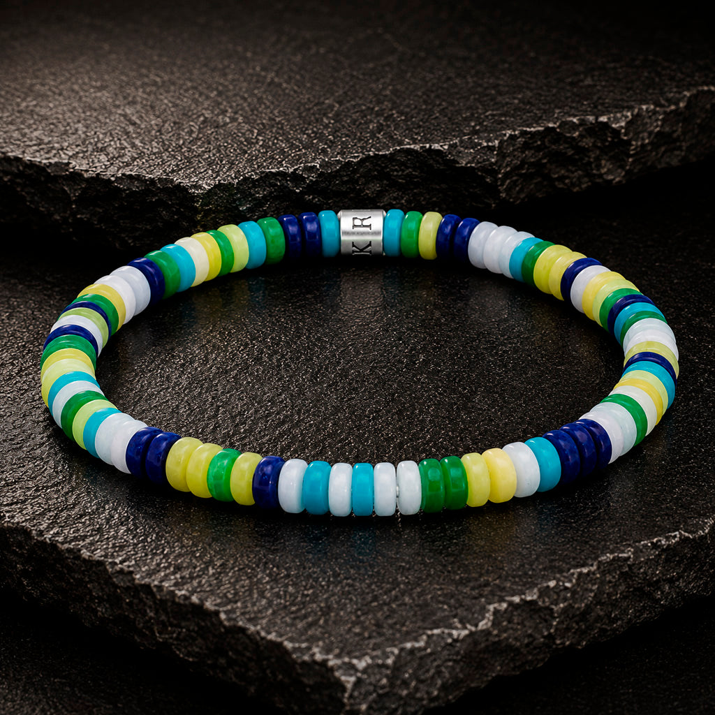 Frank 1967 Multicolor Disc-Beads 6 mm Armband mit Edelstahl-Mittelstück