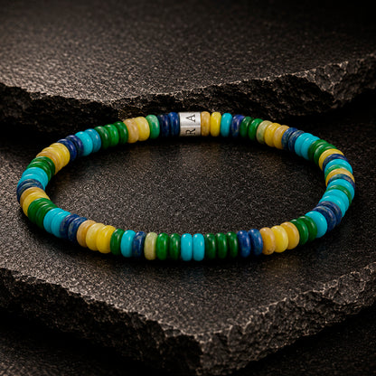 Frank 1967 Multicolor Disc-Beads 6 mm Armband mit Edelstahl-Mittelstück