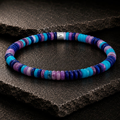 Frank 1967 Multicolor Disc-Beads 6 mm Armband mit Edelstahl-Mittelstück