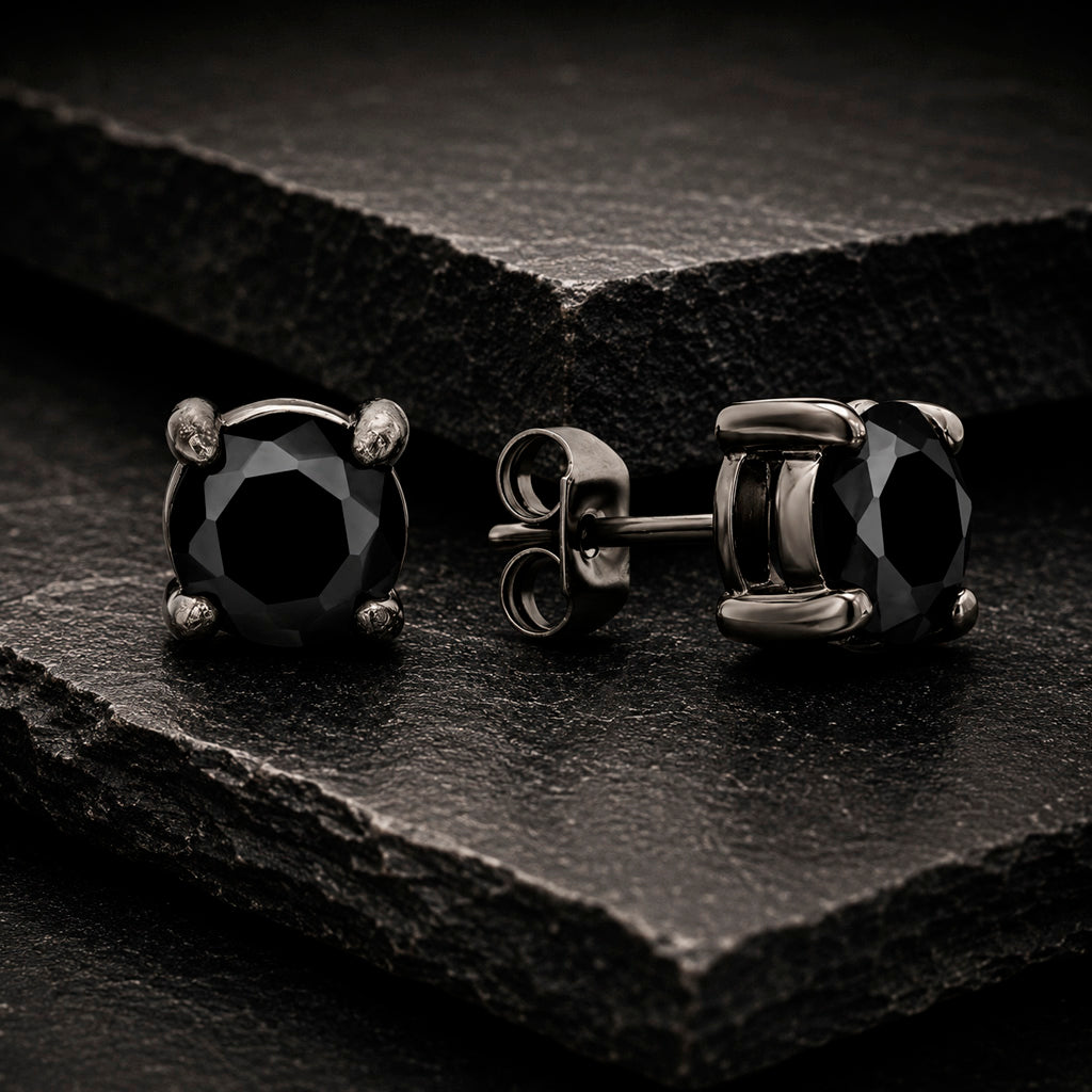 Frank 1967 Noir Round Zirkonia Ohrstecker