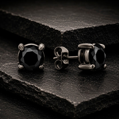 Frank 1967 Noir Round Zirkonia Ohrstecker