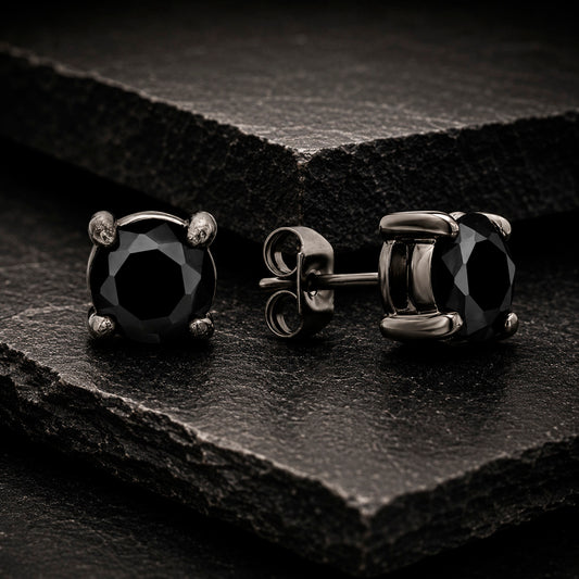 Frank 1967 Noir Round Zirkonia Ohrstecker