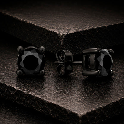 Frank 1967 Noir Round Zirkonia Ohrstecker