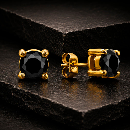 Edelstahl Ohrstecker mit schwarzem Zirkonia von MANAVARO