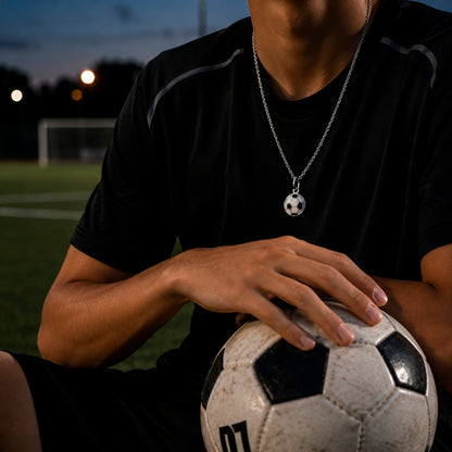 Ball 925 - Fußball Anhänger 10 mm & Kette 925 Silber rhodiniert