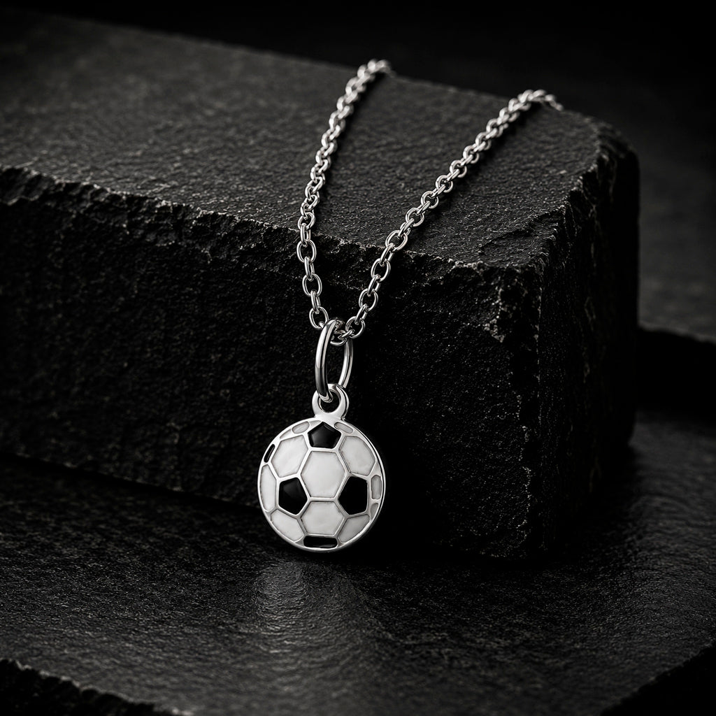 Ball 925 - Fußball Anhänger & Kette 925 Silber rhodiniert
