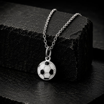 Ball 925 - Fußball Anhänger & Kette 925 Silber rhodiniert