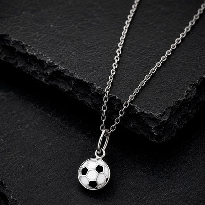 Ball Mini 925 - Fußball Anhänger 6 mm & Kette 925 Silber rhodiniert