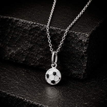 Ball Mini 925 - Fußball Anhänger 6 mm & Kette 925 Silber rhodiniert