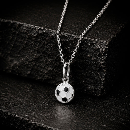 Fußball Anhänger Ball Mini 925 aus rhodiniertem Silber