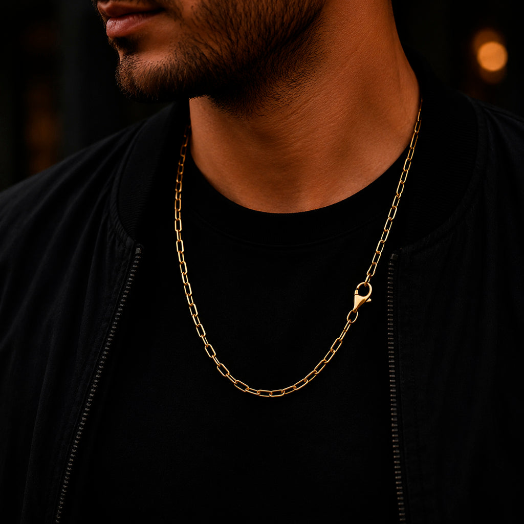 Gold Link – 925 Silber vergoldet Gliederkette 45–60 cm