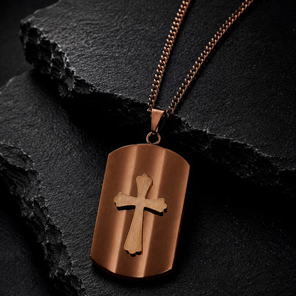 Steel Plate Cross - Herren Halskette Edelstahl Panzerkette 50 cm