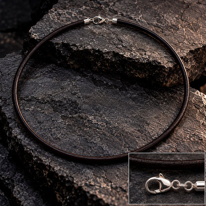 Black Silver Cord Halskette Leder 925 Silber 45 - 70 cm