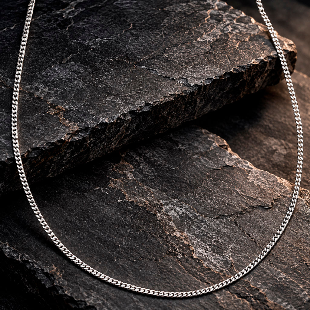 Silver Panzer Line Kette 925 Silber rhodiniert 38 cm bis 80 cm mit Federring