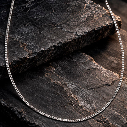 Silver Panzer Line Kette 925 Silber rhodiniert 38 cm bis 80 cm mit Federring