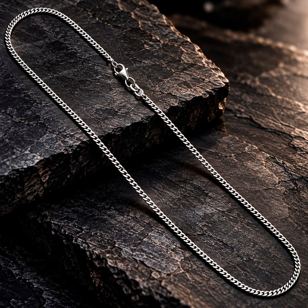Silver Panzer Line Kette aus 925 Silber mit rhodinierter Oberfläche