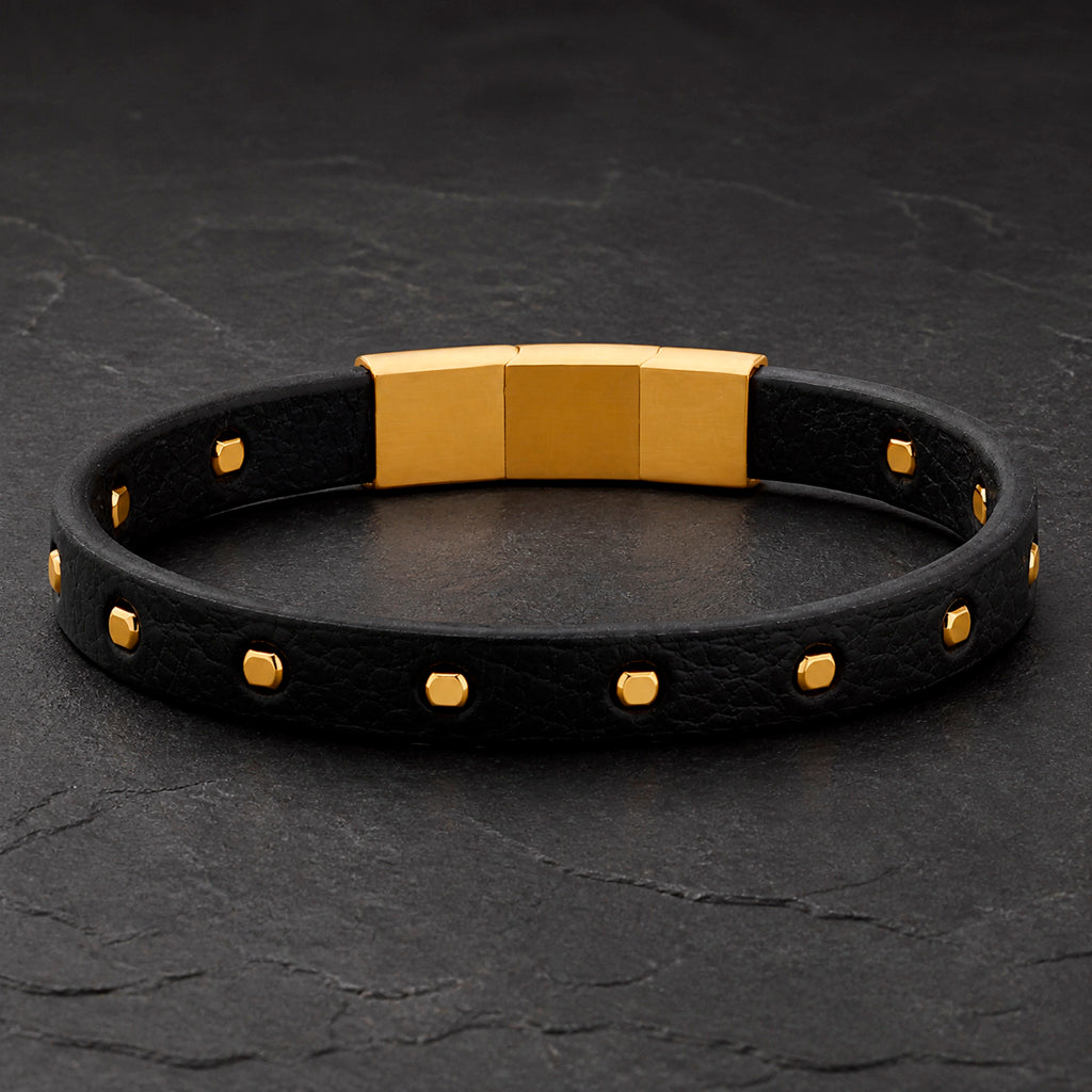 Frank 1967 Rivet Leather - Lederarmband Herren mit Nieten Edelstahl