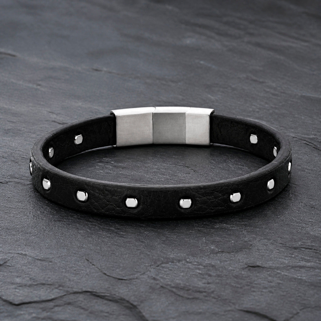 Frank 1967 Rivet Leather - Lederarmband Herren mit Nieten Edelstahl