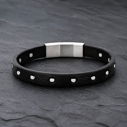 Frank 1967 Rivet Leather - Lederarmband Herren mit Nieten Edelstahl