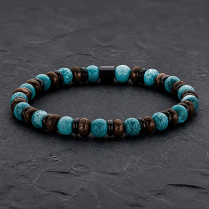 Frank 1967 Stone Core - Herrenarmband Naturstein 6 mm & Edelstahl