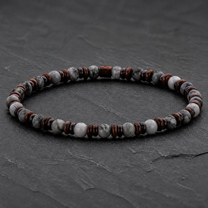 Frank 1967 Stone Core Slim - Herrenarmband Naturstein 4 mm & Edelstahl