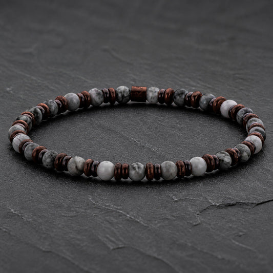 Frank 1967 Stone Core Slim - Herrenarmband Naturstein 4 mm & Edelstahl