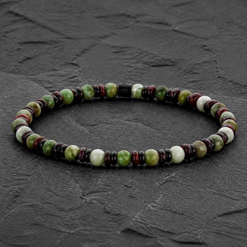 Frank 1967 Stone Core Slim - Herrenarmband Naturstein 4 mm & Edelstahl